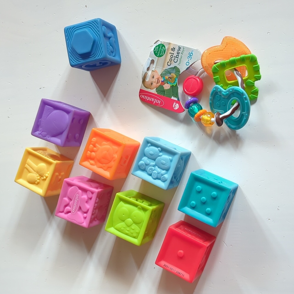 Infantino 9 Rubber Blocks And New Cool & Chew Teether Keys